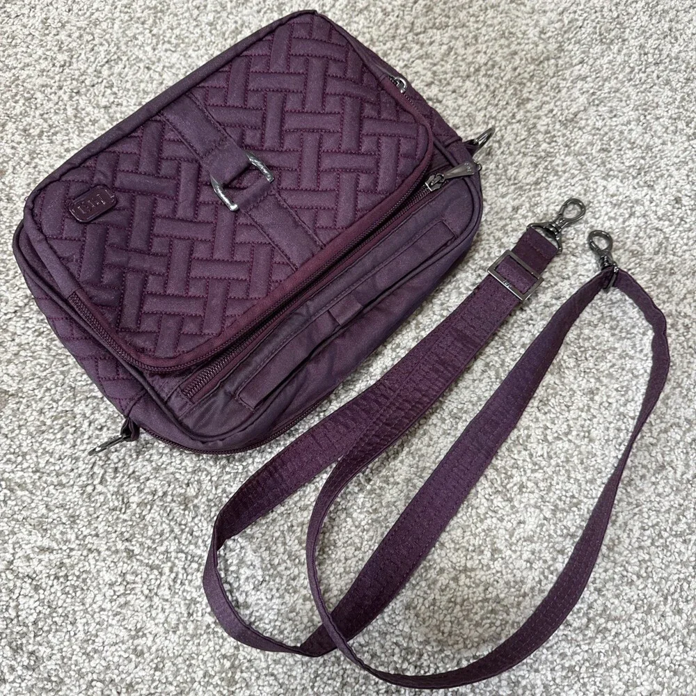 Lug Carousel XL Crossbody Bag Wine Burgundy Eggplant Purple Quilted RFID